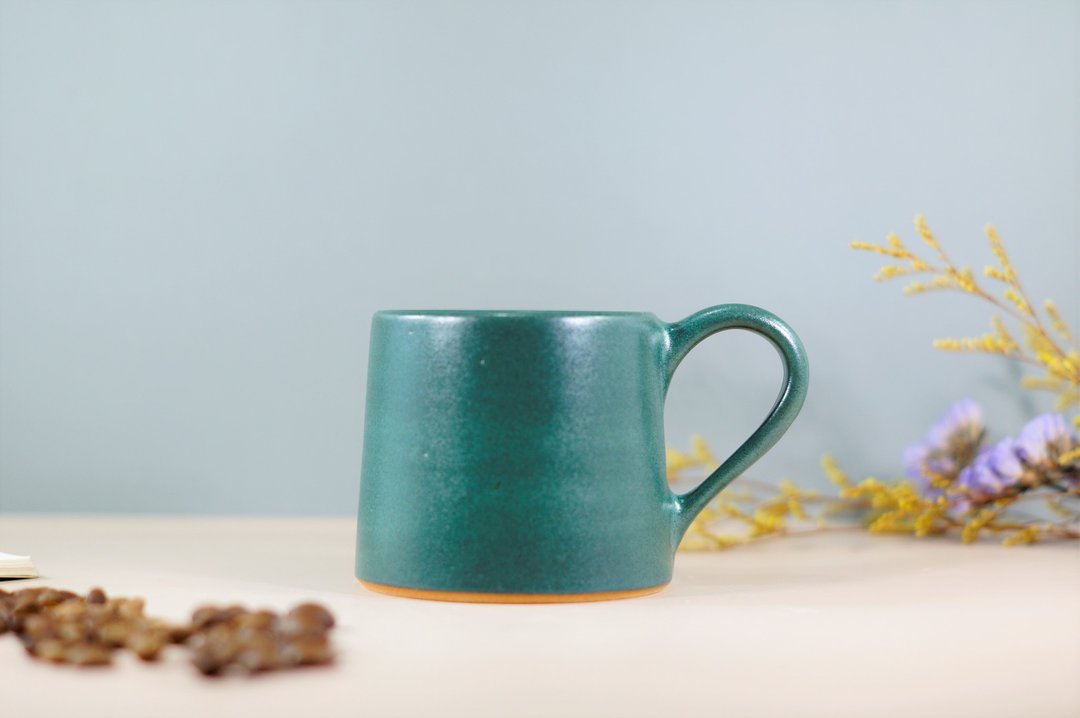 铬绿小山形杯-约200ml,茶杯,马克杯,水杯,咖啡杯 - 咖啡杯/马克杯 - 陶 绿色