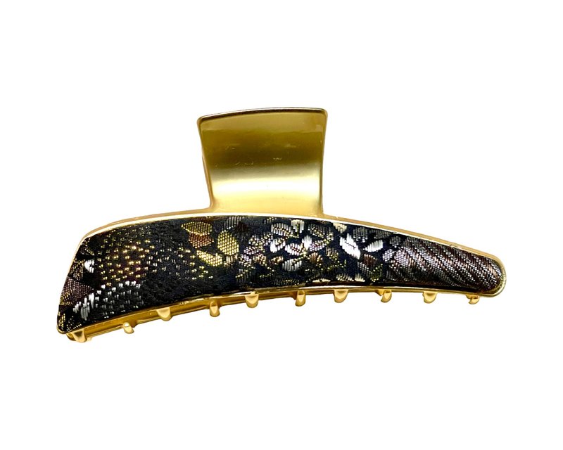 影扇大抓夹 织锦缎 香蕉夹 鲨鱼夹 金属发夹 弹簧夹 马尾夹 - 发饰 - 丝．绢 黑色