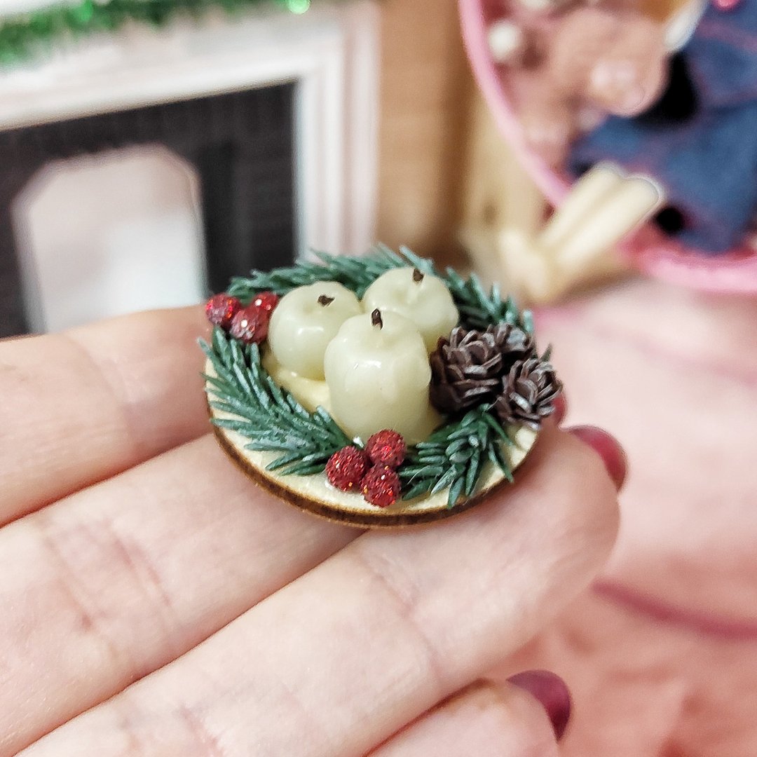 Christmas candles for dolls and dollhouses - candles for dolls - dollhouse decor - 玩偶/公仔 - 粘土 
