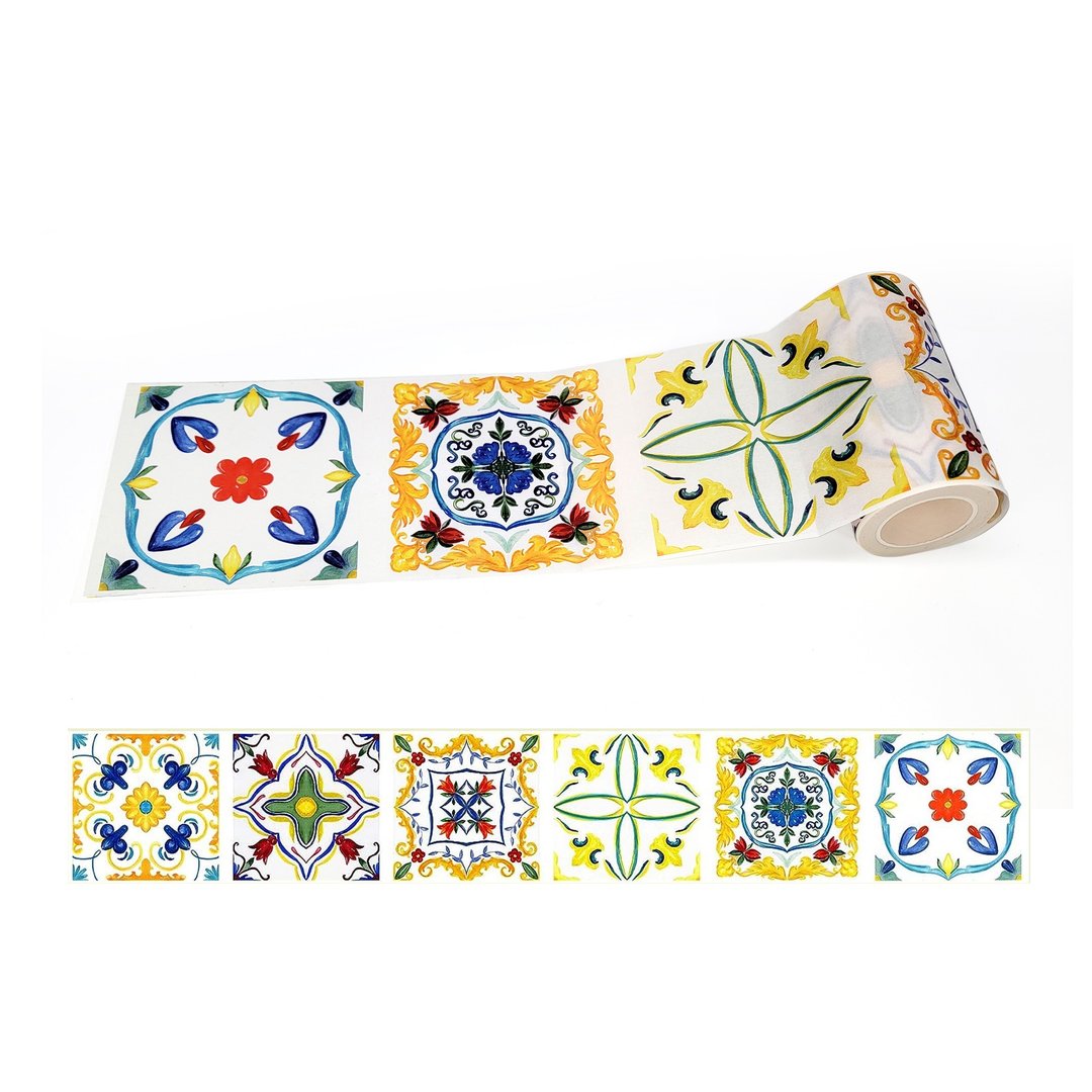 Mediterranean Portuguese Italian Tiles Pattern Washi Tape - 纸胶带 - 纸 蓝色