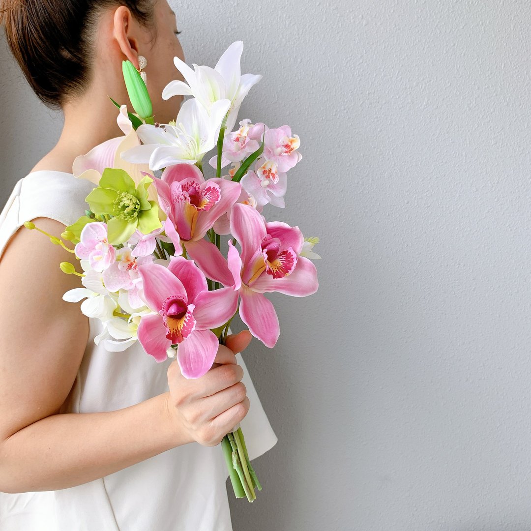 bridal bouquet wedding bouquet elegant pink orchid lily - 植栽/盆栽 - 植物．花 粉红色