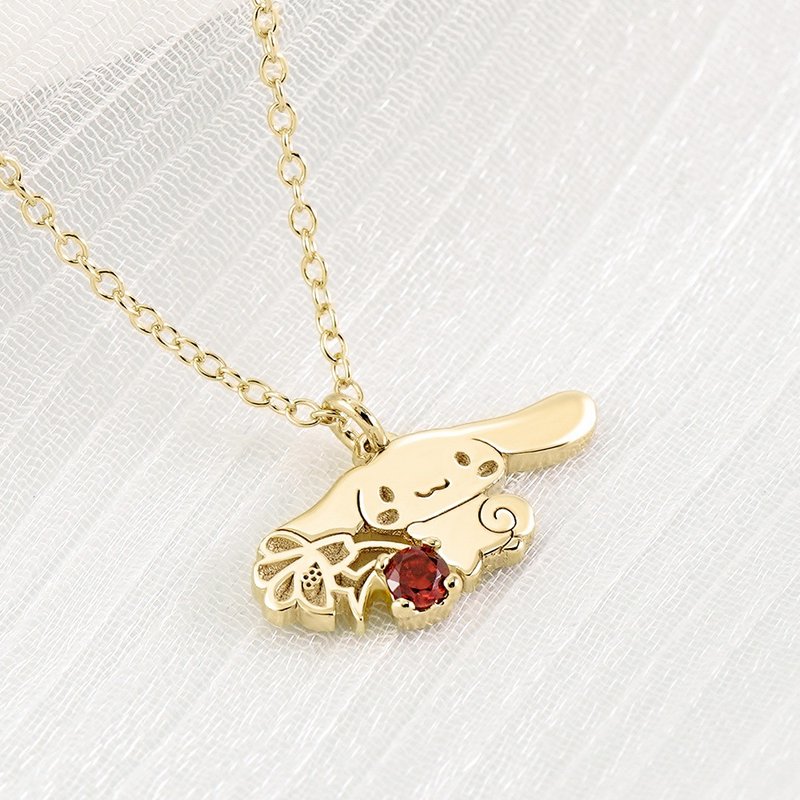 【定制化礼物】喜拿诞生花系列-大耳狗诞生石纯银项链-1月水仙花 - 项链 - 纯银 银色