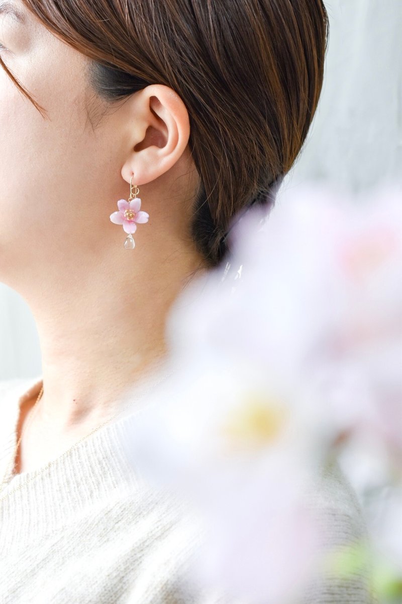 樱花绽放耳环 耳夹 - 耳环/耳夹 - 其他材质 粉红色