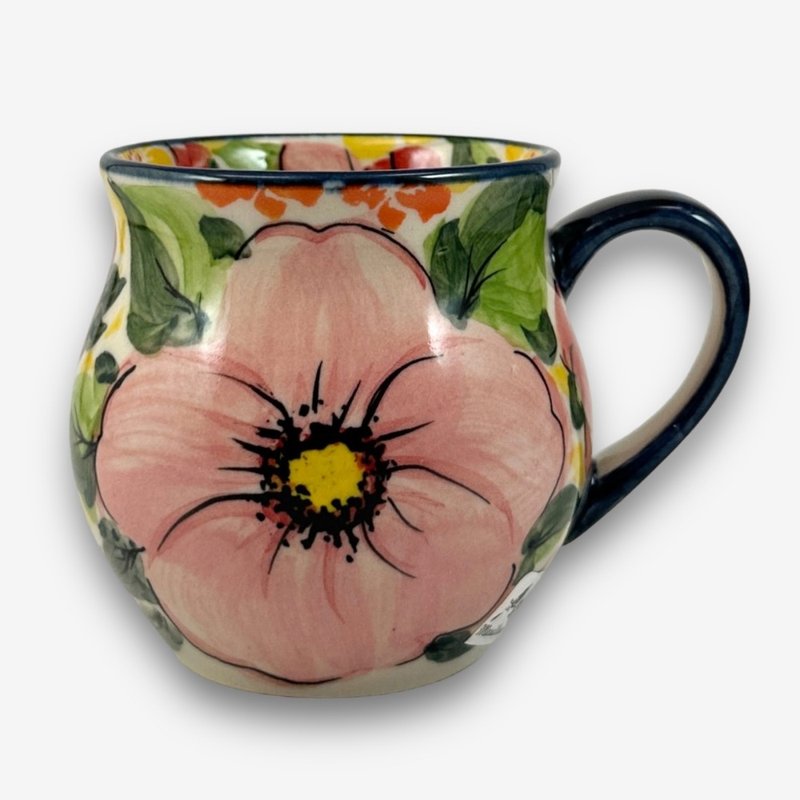 波兰手绘手工陶-胖胖杯 220ml 粉色梦境系列 设计师款 - 其他杯子 - 陶 红色