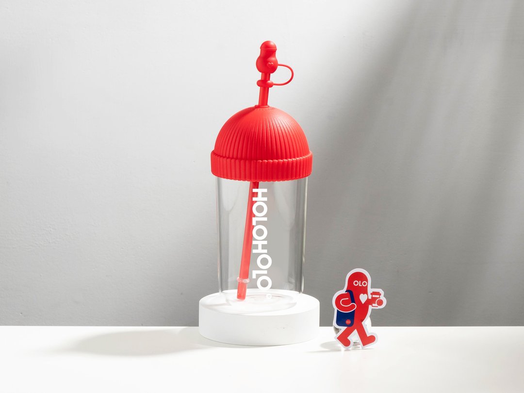 【HOLOHOLO】HAT CUP 帽帽吸管杯 590ml (玻璃杯/3色) 附专属贴纸 - 水瓶/水壶 - 玻璃 多色