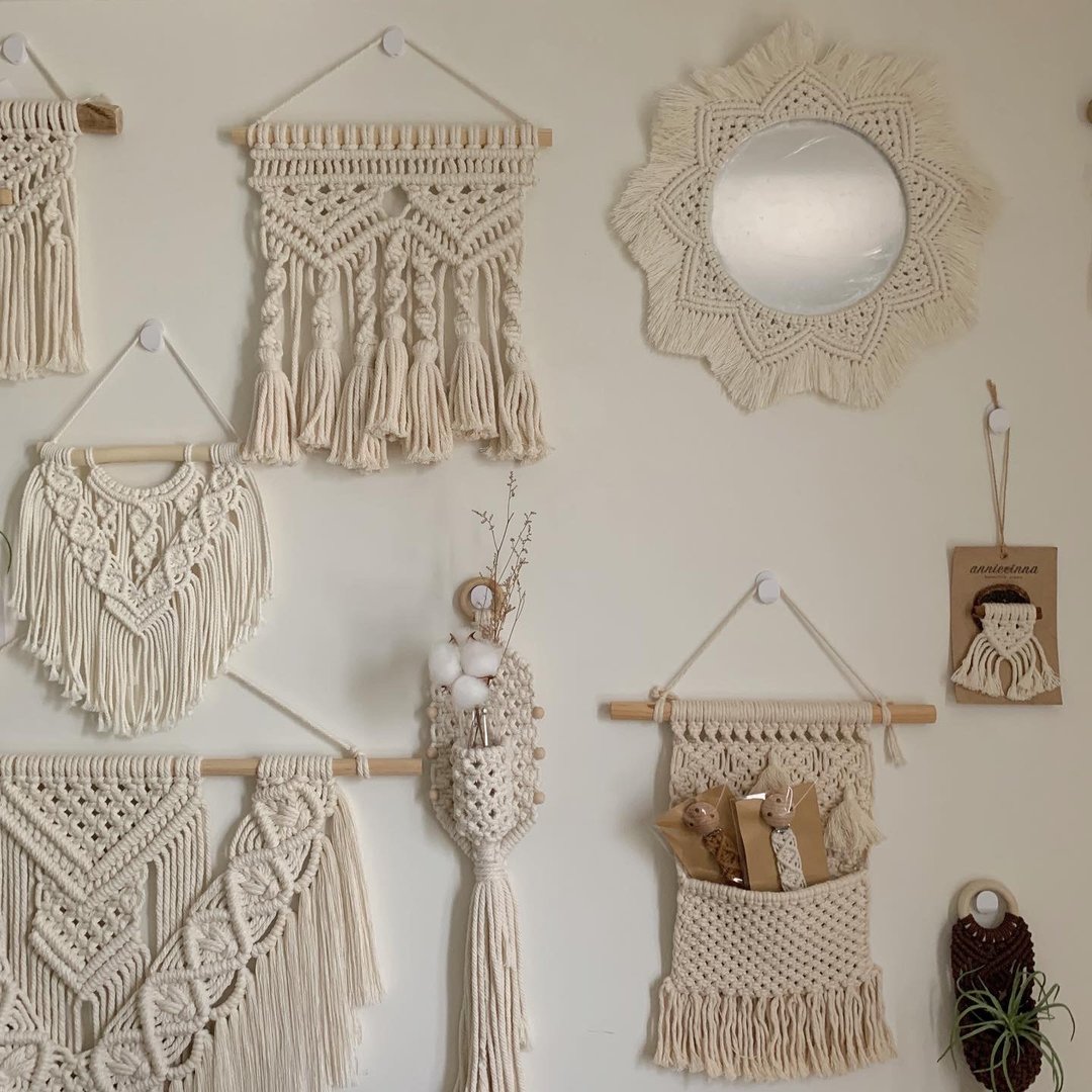 Macrame 浮夸 宫廷 对称 流苏 挂饰 - 摆饰 - 棉．麻 白色