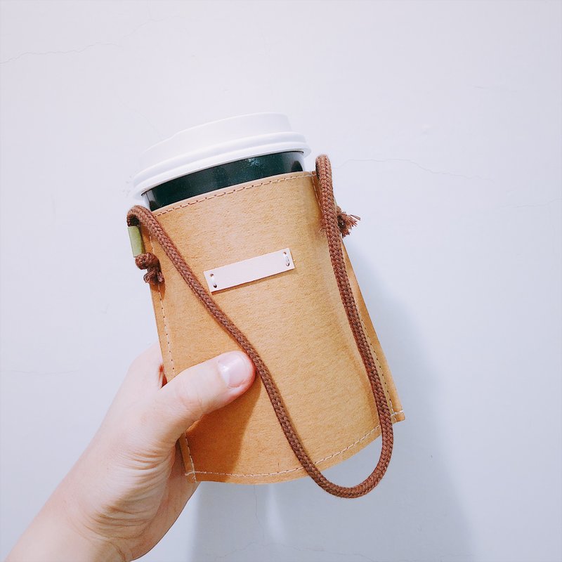 来这套杯袋 撕不破水洗牛皮纸 饮料提袋 卡其色 - 随行杯提袋/水壶袋 - 纸 