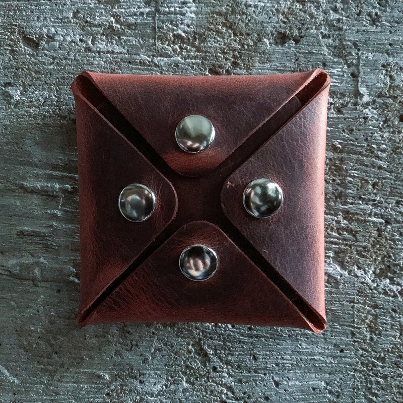 【四方零钱包 - 无缝皮革材料包】 意大利进口油蜡真皮 七款纹色 定制化 免费压字 伴侣男女朋友老婆老公纪念日礼物 情人节礼物 BSP051 - 皮件 - 真皮 咖啡色