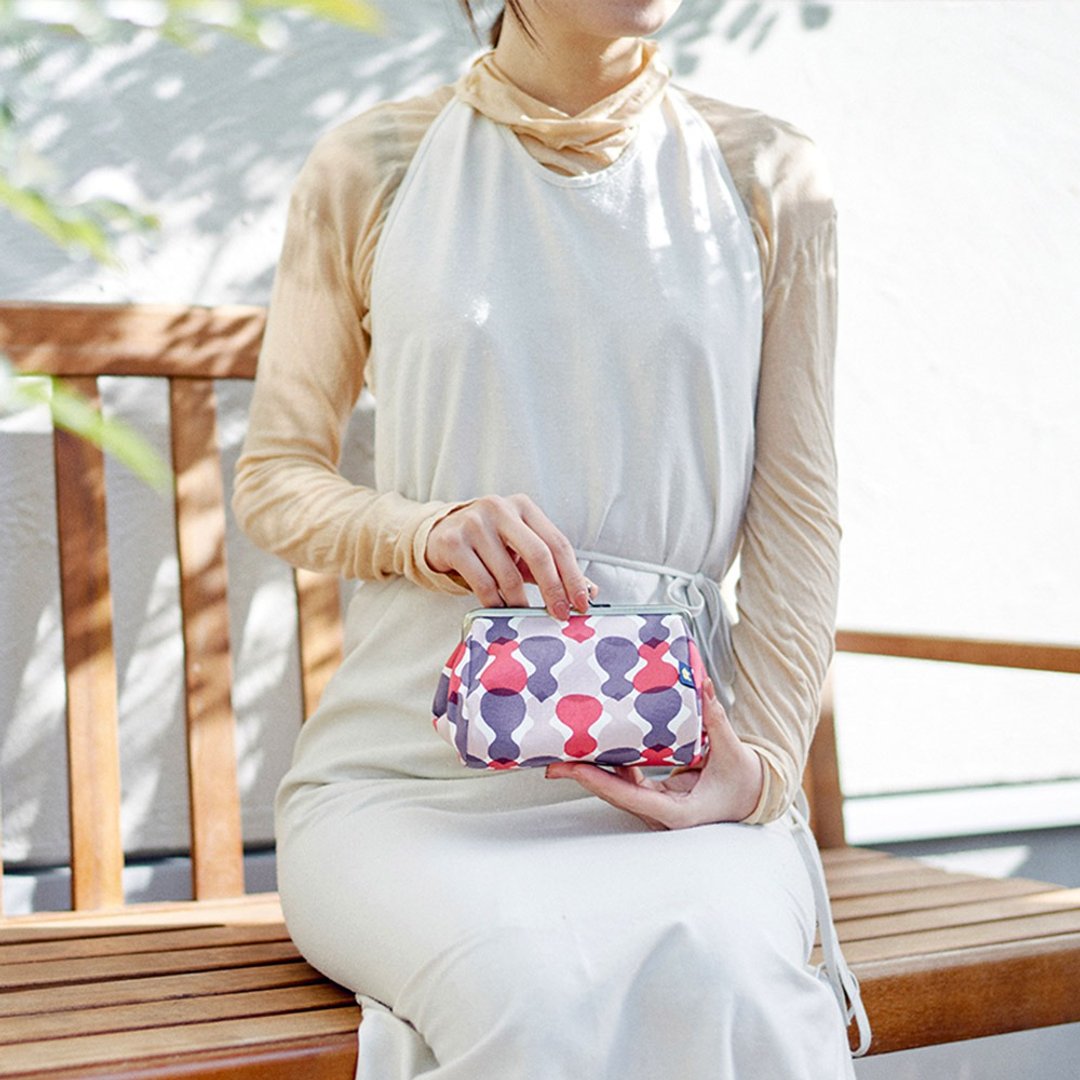 Tawara Shaped Cosmetic Pouch Gamaguchi Hisago [Made in Japan] - 化妆包/杂物包 - 棉．麻 粉红色