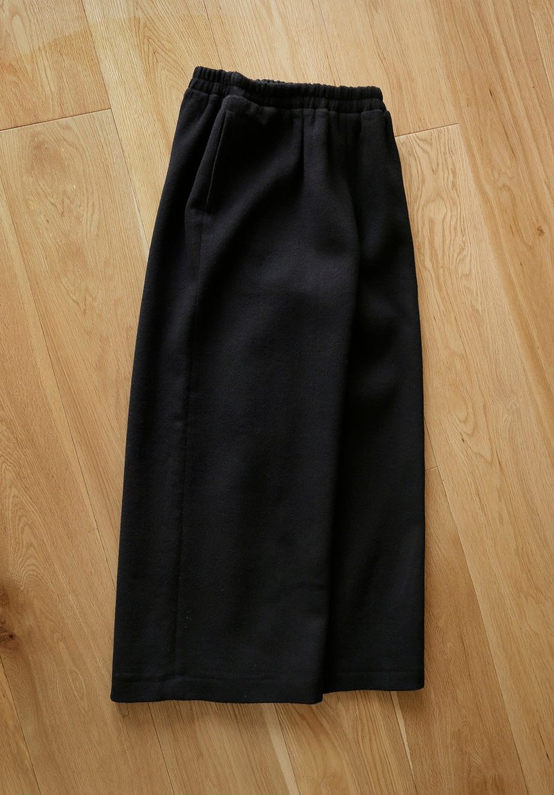 黑色雙面羊絨羊毛 百搭神褲阔腿裤 - 女装长裤 - 羊毛 黑色