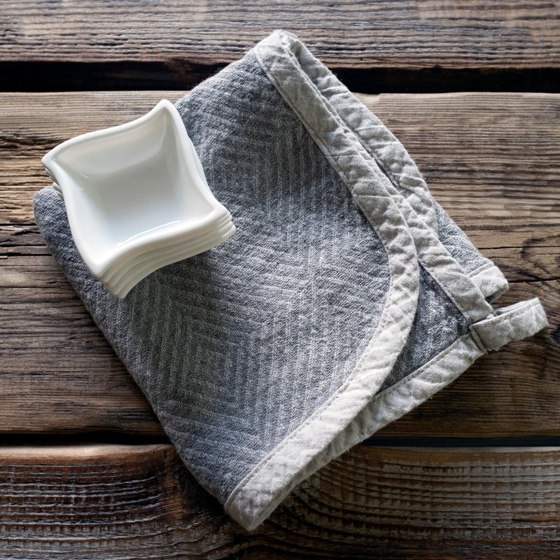 浴室地毯象牙浴垫 100% 亚麻 - 餐垫/桌巾 - 亚麻 灰色