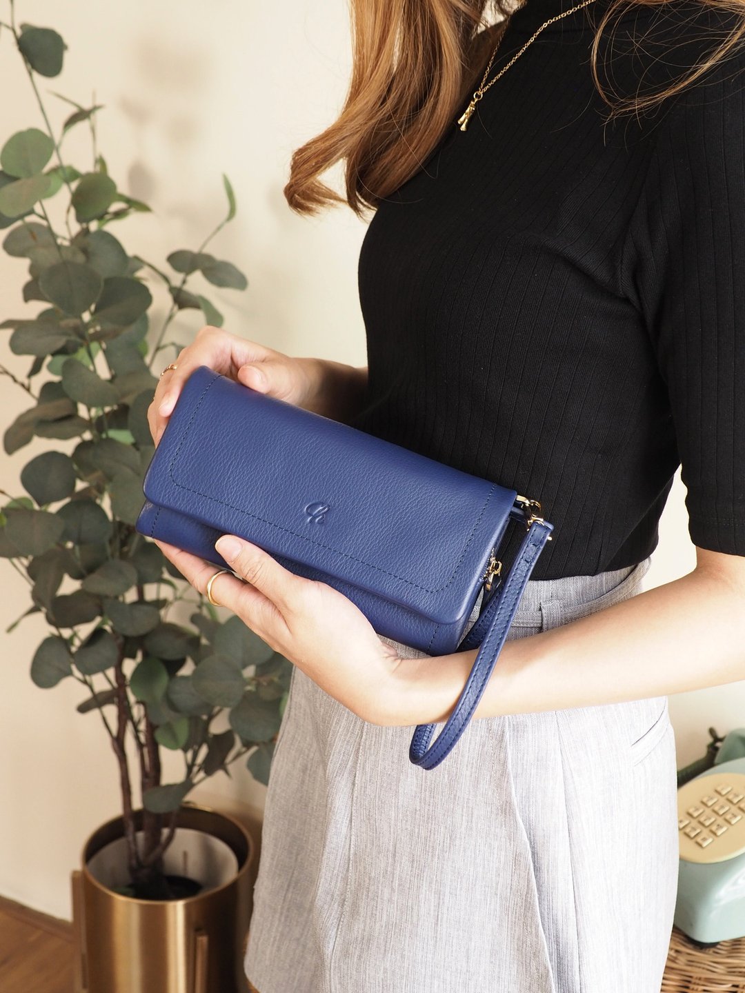 Mousse wallet (Denim) : Long wallet, soft leather wallet, Blue - 皮夹/钱包 - 真皮 蓝色