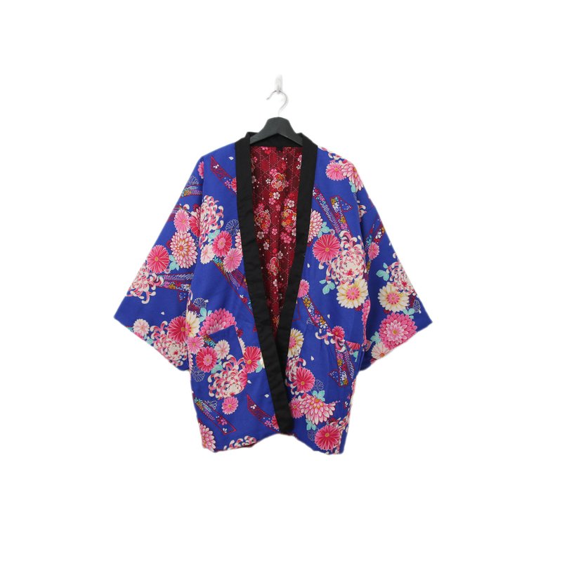 Back to Green-日本带回袢天 蓝红 正反两穿 花纹 pt-38/vintage - 男装外套 - 棉．麻 