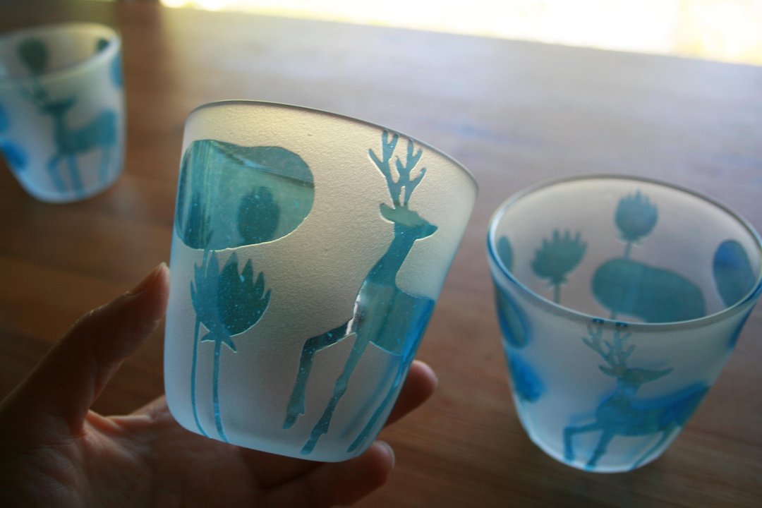 Glass of deer and lotus pond - 茶具/茶杯 - 玻璃 