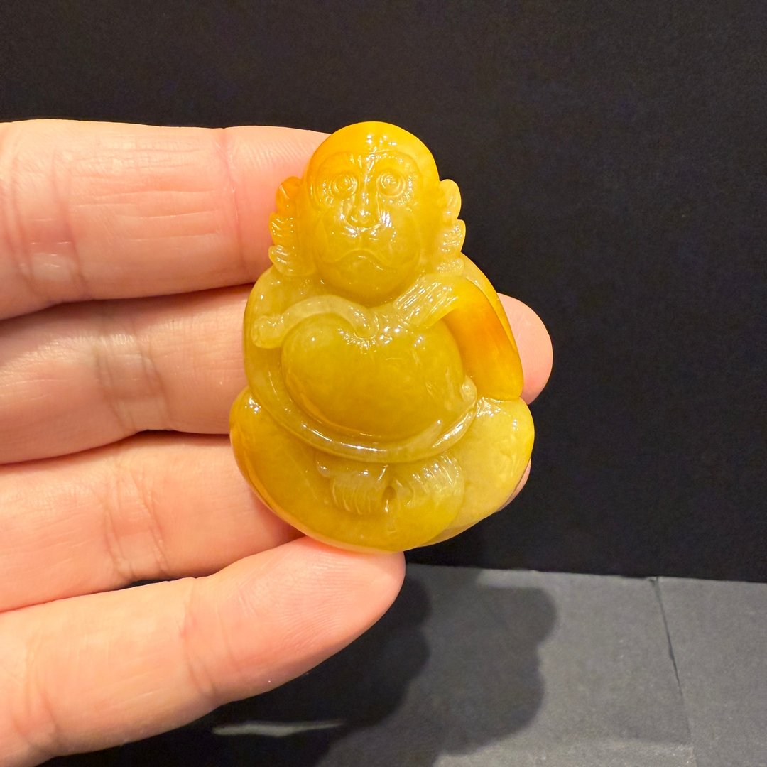 瀚玉珠宝 天然翡翠 蜜糖黄猴子 十二生肖 灵猴 天然缅甸玉A货 附 - 其他 - 玉石 