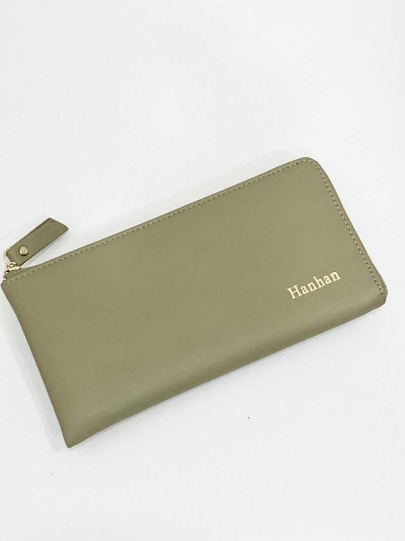 【毕业礼物】英文名字烫金+ 轻薄款真皮 长夹 L型 皮夹 钱包 - 皮夹/钱包 - 真皮 