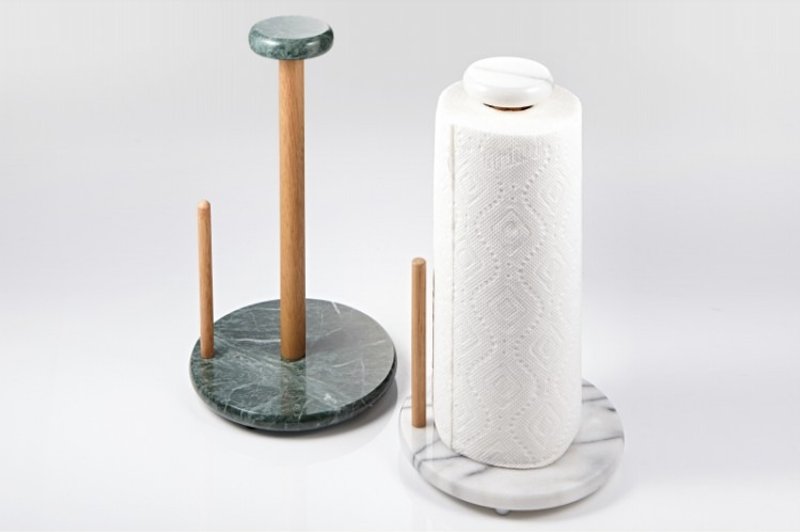 天然大理石底座底座纸巾架(木柄款) - 其他 - 石头 绿色