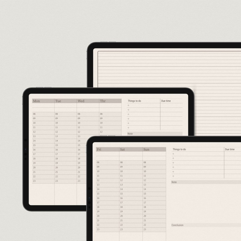 【横式周计划 - 棕色】电子模板 | 效率规划 | 时间甘特 - 其他数码商品 - 其他材质 