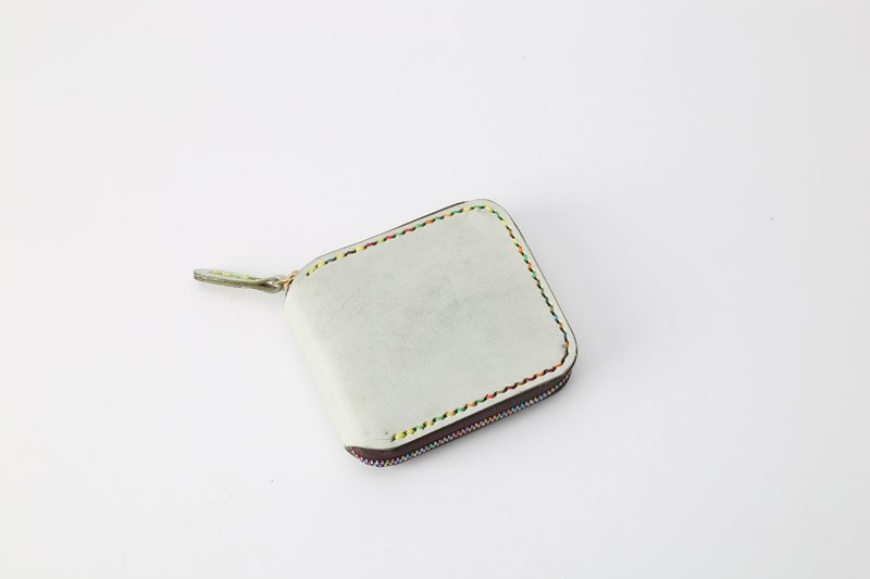 【切线派】彩虹Bella 大容量 真皮手工复古拉鏈錢包 女士短夹 - 皮夹/钱包 - 真皮 绿色