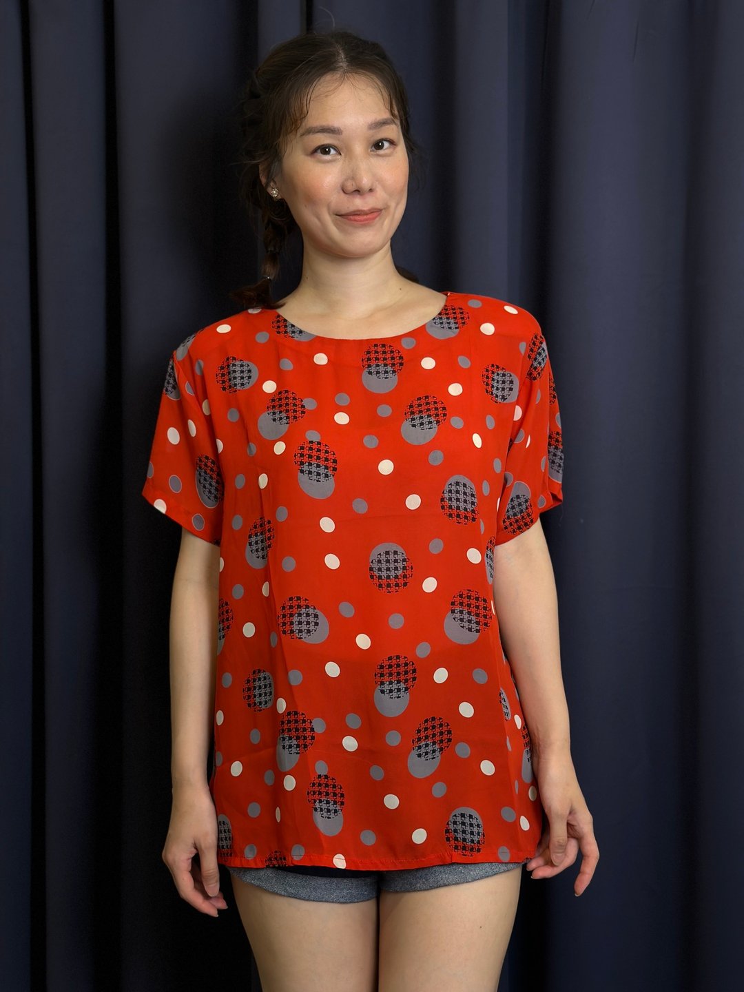 草间弥红底点点上衣 - 女装上衣 - 其他金属 红色