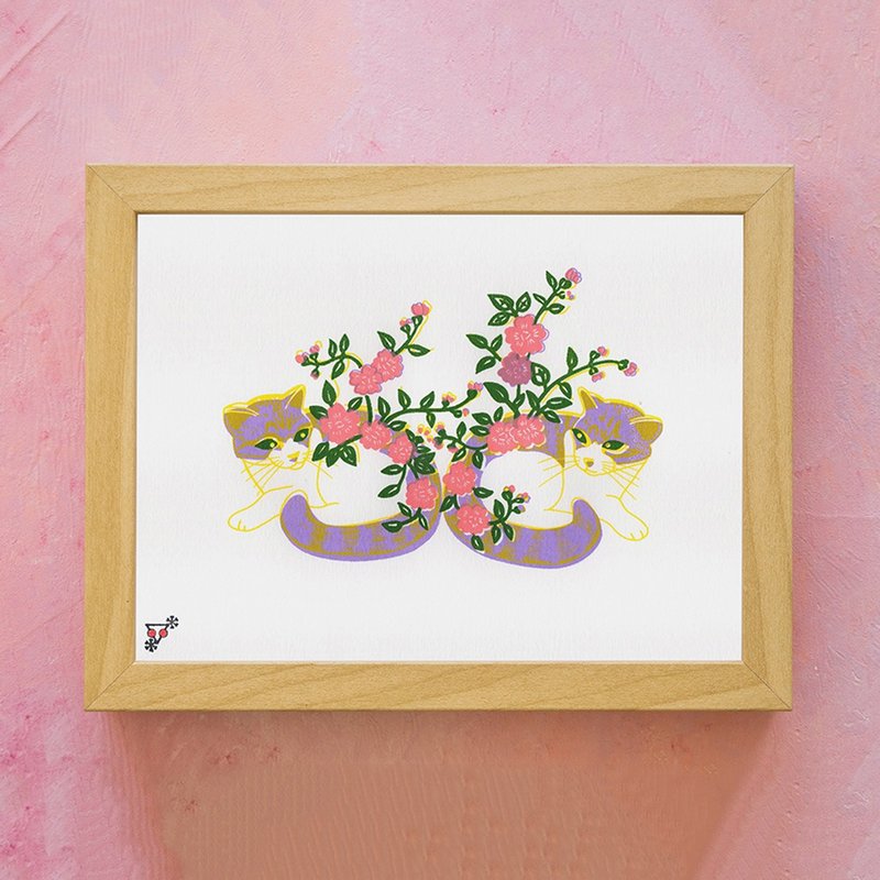 アートプリント A5サイズ シルクスクリーン  -猫ちゃん- - 海报/装饰画/版画 - 纸 多色
