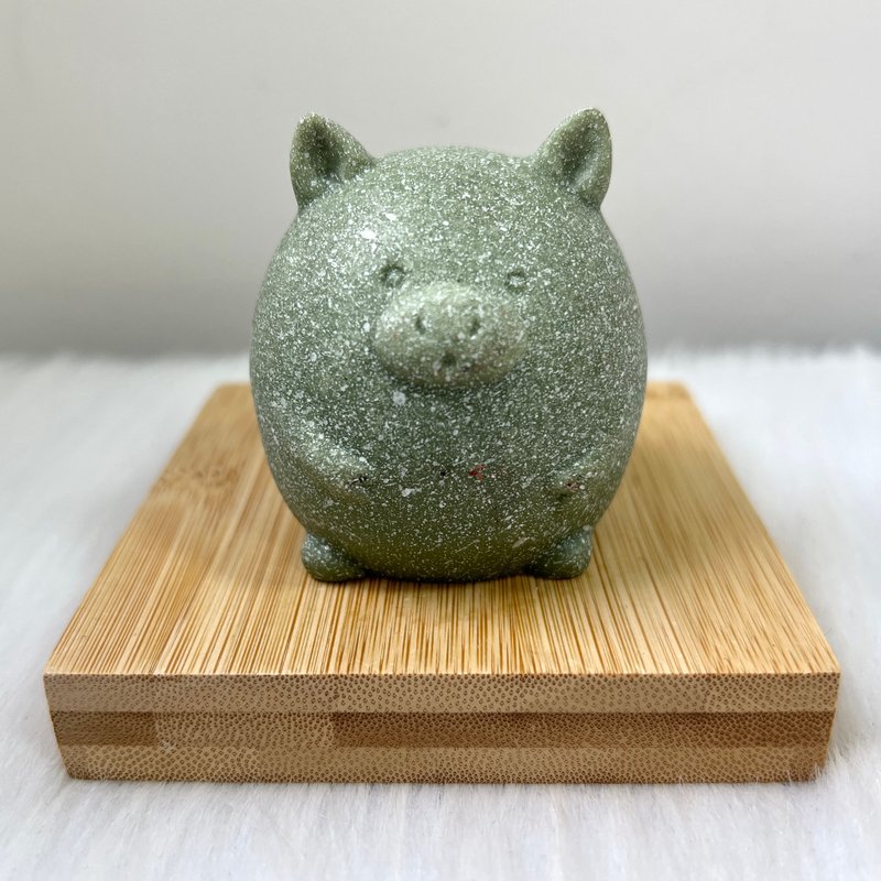 十二生肖青砂石摆件 - 猪 | 风水摆件 | 奇门摆件 | 开运 - 摆饰 - 石头 绿色