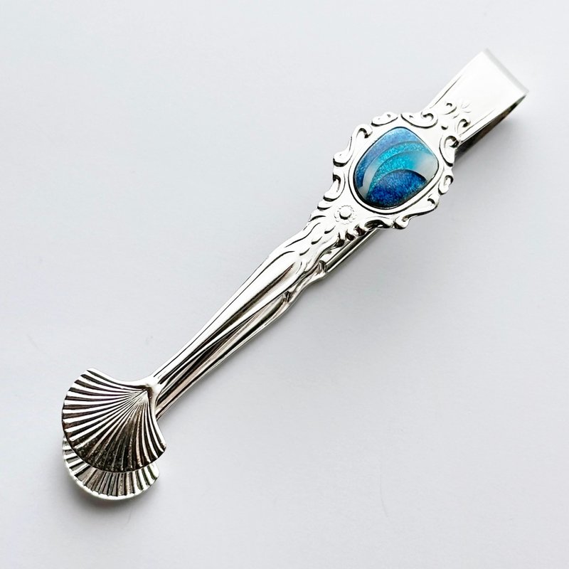 古董糖夹【海洋蓝】景泰蓝糖夹，纯银线景泰蓝 - 餐刀/叉/匙组合 - 玻璃 蓝色