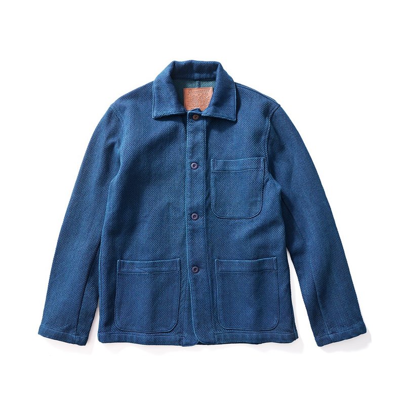 Sashiko Work Jacket - 蓝染 Indigo (Sashiko) - 男装外套 - 棉．麻 