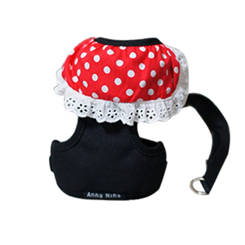 宠物胸背/胸带 猫狗通用 蕾丝红白点点 - 衣/帽 - 棉．麻 红色