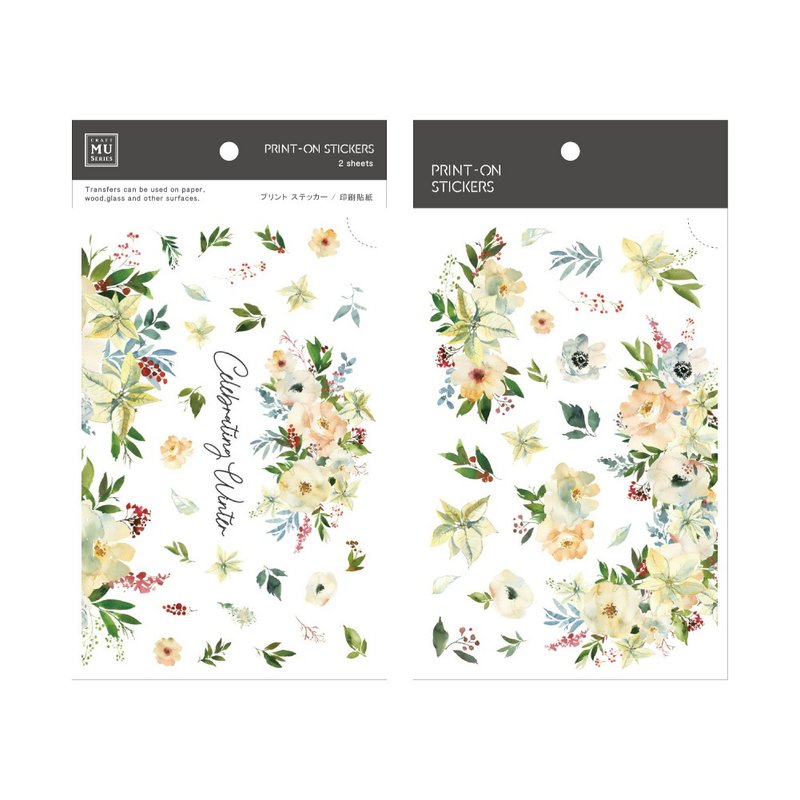 【Print-On Stickers 转印贴纸】no.151-白色恩典 | 花草系列 - 贴纸 - 其他材质 多色