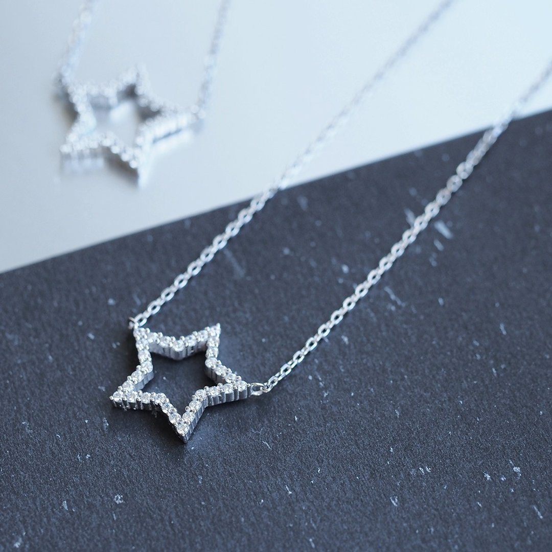 Open Star Necklace Silver 925 - 项链 - 其他金属 银色
