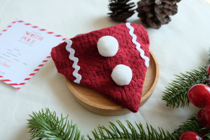 2024 年圣诞节系列（圣诞老人） - 项圈/牵绳 - 棉．麻 红色