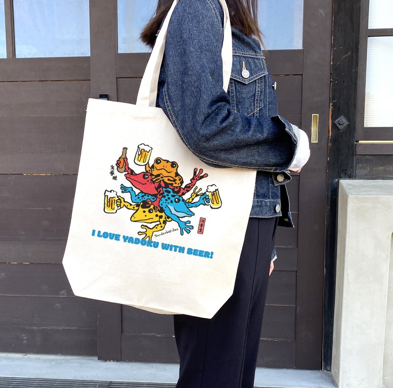 托特包 箭毒蛙 - 手提包/手提袋 - 棉．麻 白色