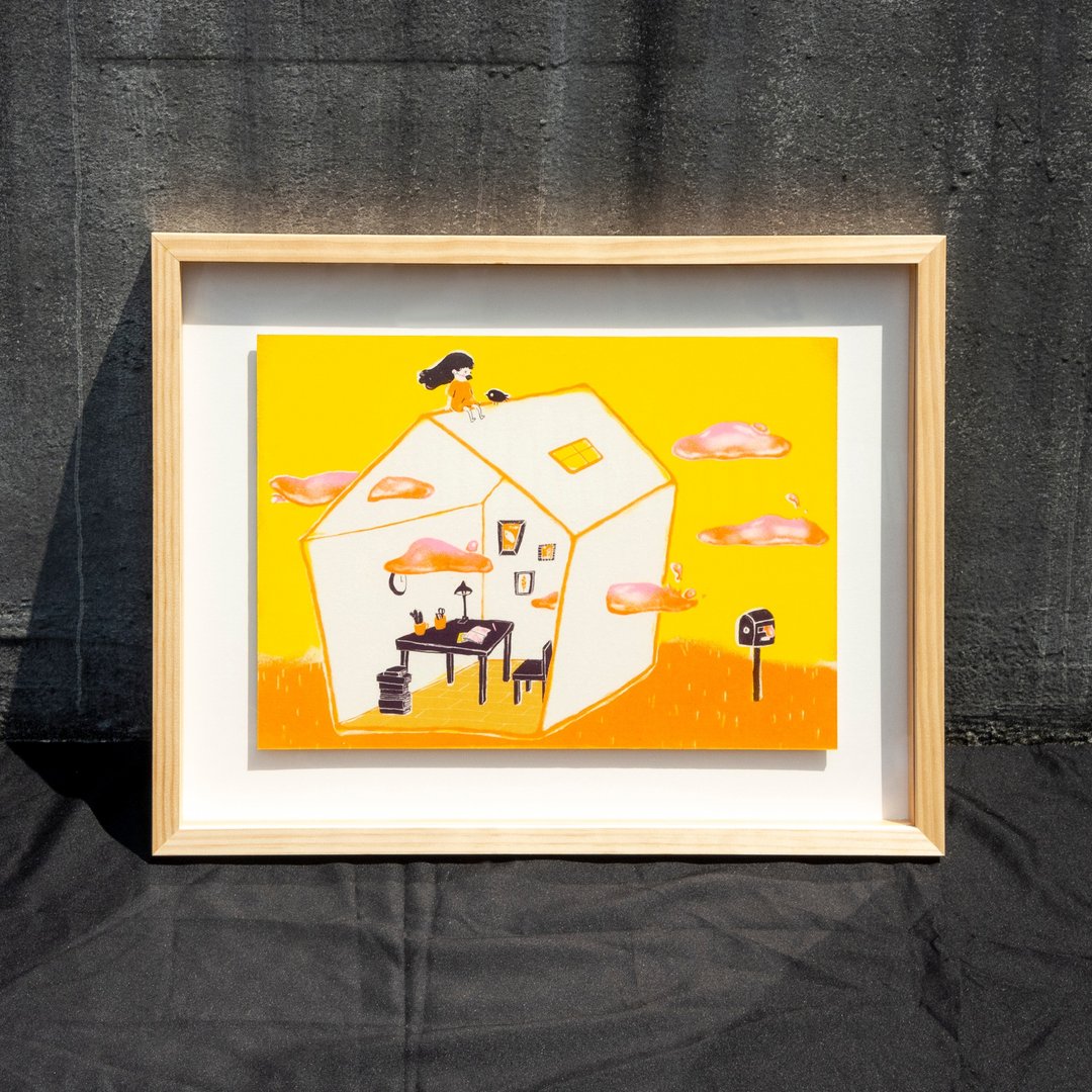 【5%营收支持性别平权】【手工版画_自游系列】我是鸟 - 海报/装饰画/版画 - 其他材质 橘色