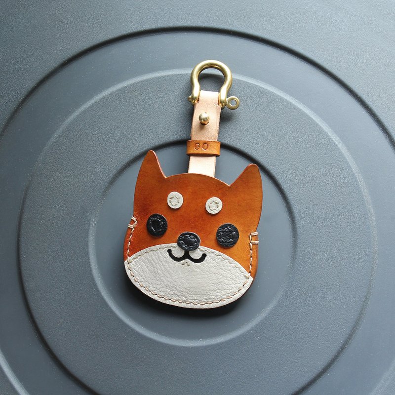 柴犬 吊饰 手工皮革  钥匙皮套 - 钥匙链/钥匙包 - 真皮 卡其色