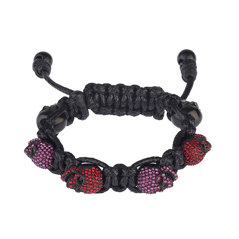紫红水钻黑骷髅黑色手环_S - 手链/手环 - 其他材质 黑色