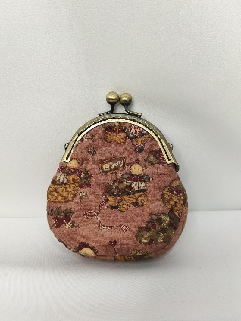 童画风印花碎花布 口金零钱包 手工拼布包 - 零钱包 - 棉．麻 