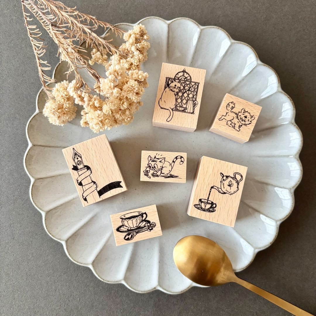 Stamp_印章盒装组 (内含 6 款) - 印章/印台 - 橡胶 咖啡色