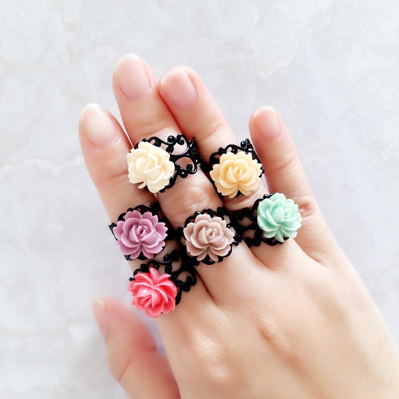 ::仙境花园系列:: 花儿镂空可调节戒指 波西米亚风格 - 戒指 - 其他材质 