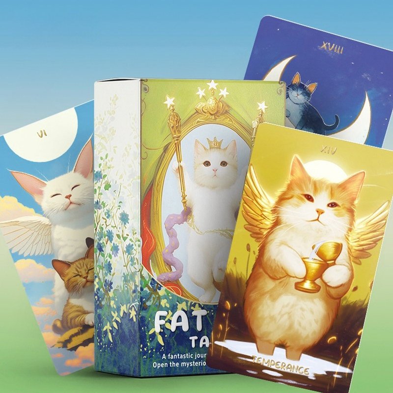 小胖猫塔罗牌Fat Cat tarot 初学者78张韦特新手卡牌 - 桌游/玩具 - 纸 多色