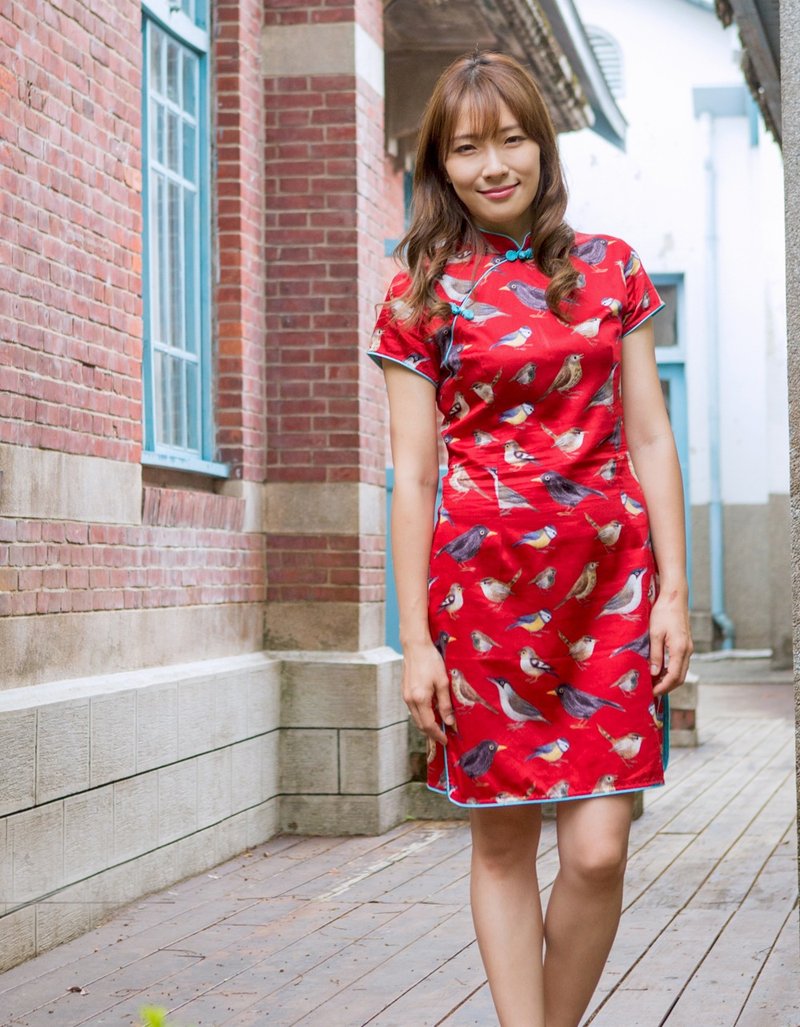 亲子旗袍 古风 成人款 鸟雀鸣春 - 旗袍 - 棉．麻 