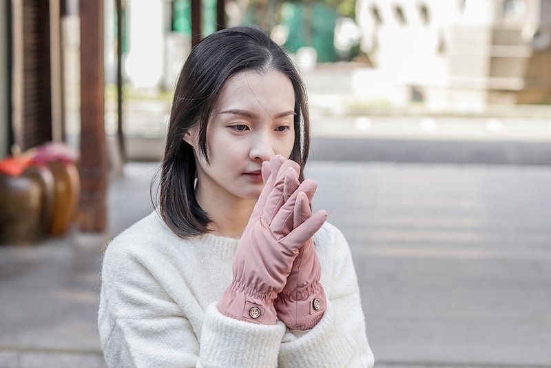 Unni扣叩手套(防风.微防水.触屏) 保暖 御寒 绒毛 刷毛 挡风 滑雪 - 手套 - 聚酯纤维 粉红色