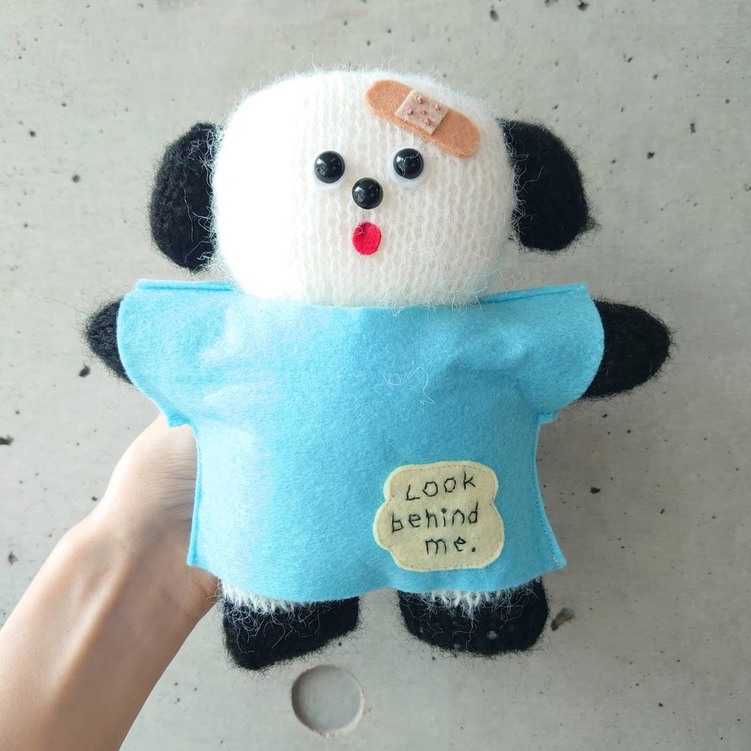 毛绒玩具 amigurumi 狗踢 - 玩偶/公仔 - 羊毛 蓝色