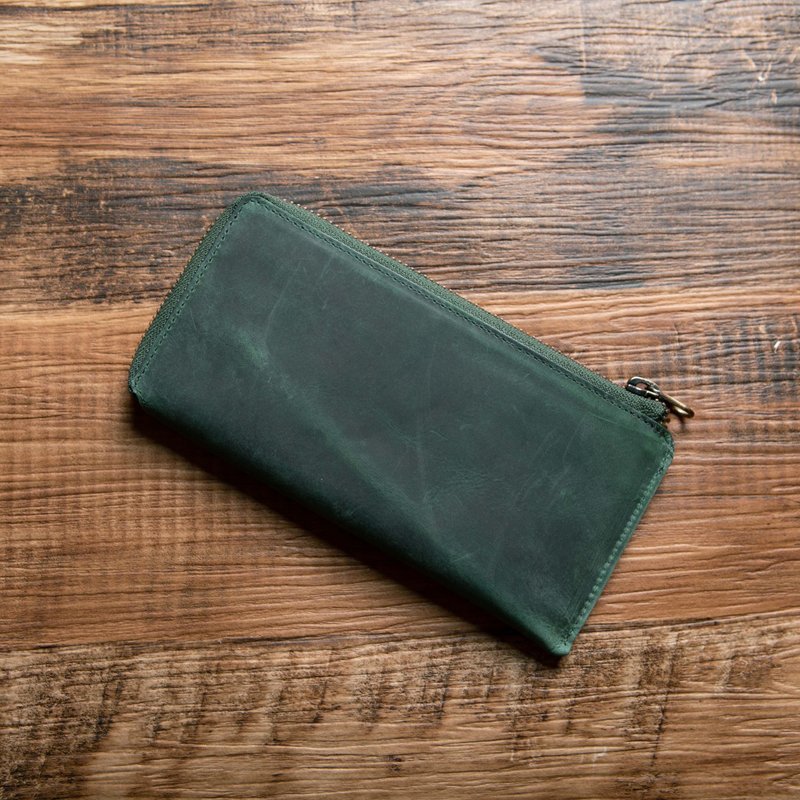 超薄长夹 TIDY Slim 日本设计 钥匙 TIDY2.0 复古绿 - 皮夹/钱包 - 真皮 绿色