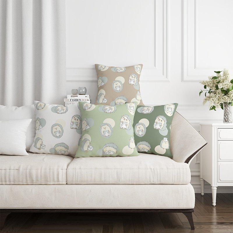 原创印花抱枕套(三个一组) HC1108 HEDGEHOG 萌萌刺猬 接单生产 - 枕头/抱枕 - 聚酯纤维 