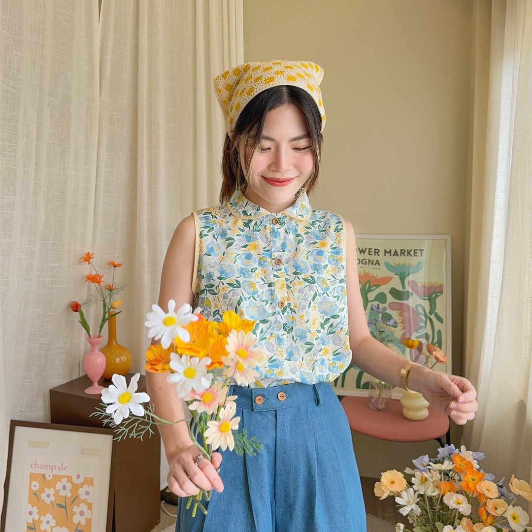 Tomo Top : Morning Blue - 女装衬衫 - 棉 蓝色