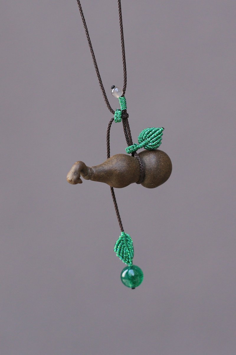 壹染指原创香品 手捏系列 | 古法小龙涎香 葫芦 叶编 | 仅一件 - 项链 - 植物．花 黑色