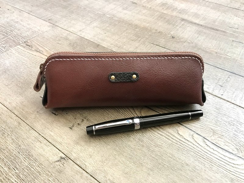 POPO│雅典│牛皮革笔袋│ - 铅笔盒/笔袋 - 真皮 卡其色