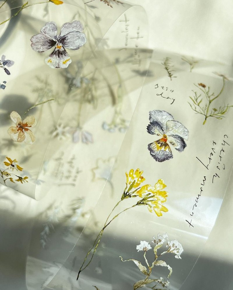 压花手稿 / 4cm亮面PET胶带 (透明离型纸) - 纸胶带 - 塑料 