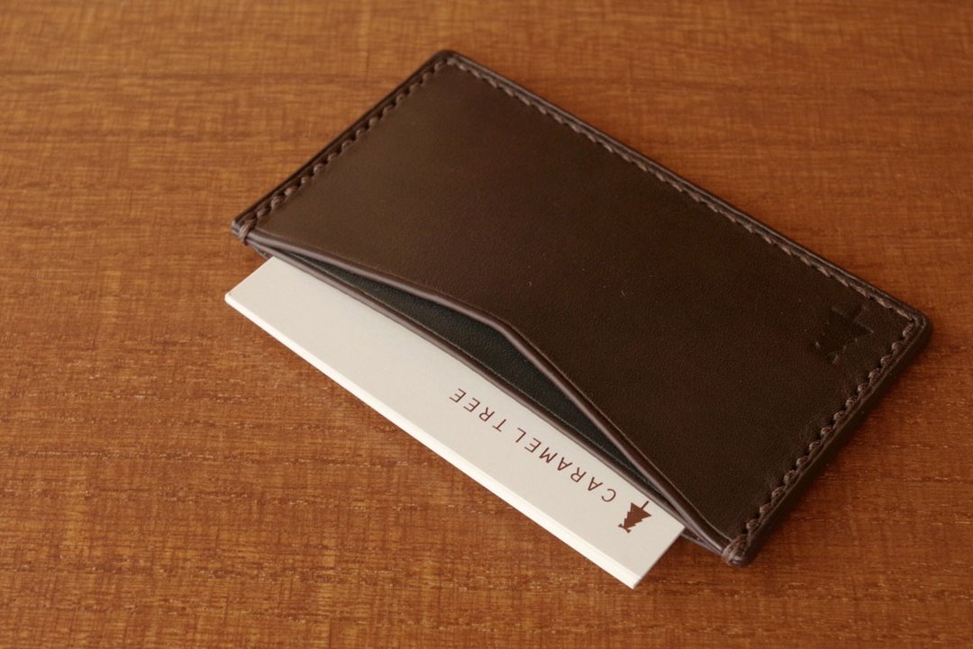 [Made to order] Business Card Case slim-type olive x blue green - 名片夹/名片盒 - 真皮 绿色